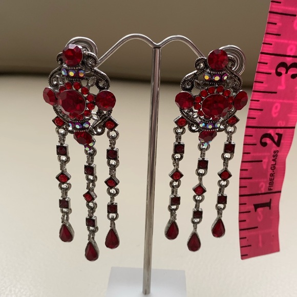 🆕🔥Red Crystal Chandelier large earrings - Picture 4 of 5